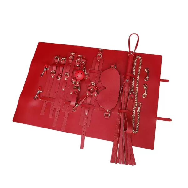10-piece set of BDSM props for female slave training, leather belt storage bag - Image 3