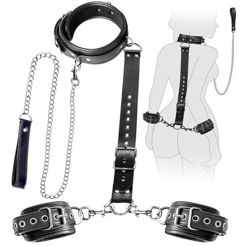 Wholesale of adjustable sex training products for both adults and women from European and American SM leather reverse handcuffs with traction chains